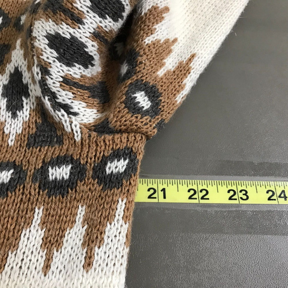 White Ram Vintage 70s Men's Cardigan Sweater M The Dude Geometric Wool Blend - Picture 6 of 11